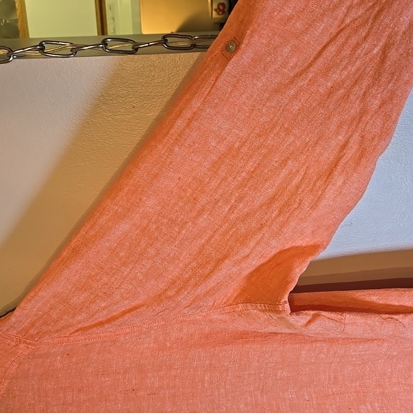 Tahari Linen Long Convertable Sleeves Lagenlook Coastal Tunic Blouse Shirt NWOT - Picture 6 of 14